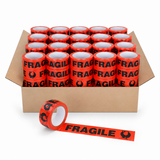 36x Rolls Fragile Packaging Tape (48mm x 66m) - Black on Fluro Orange - 1 Carton