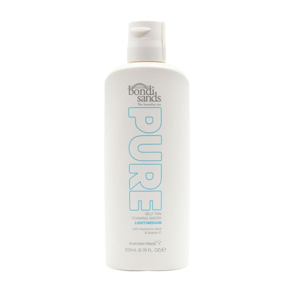 3x Bondi Sands 200ml Pure Self Tan Foaming Water Bulk Pack - Light Medium (Fragrance Free)