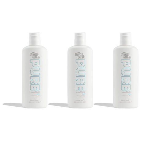 3x Bondi Sands 200mL Pure Self Tanning Foaming Water w/ Hyaluronic Acid - Dark (Bulk Pack)