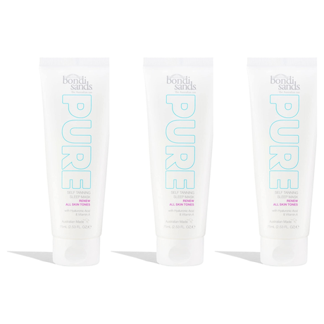 3x Bondi Sands 75mL Pure Self Tanning Sleep Mask - Renew Hyaluronic Acid & Vitamin A (Bulk Pack)