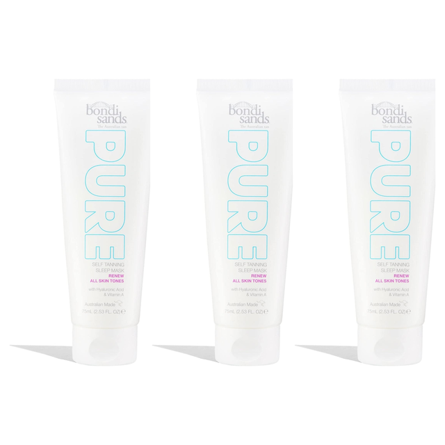 3x Bondi Sands 75mL Pure Self Tanning Sleep Mask - Renew Hyaluronic Acid & Vitamin A (Bulk Pack)