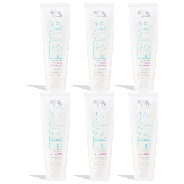6x Bondi Sands 75mL Pure Self Tanning Sleep Mask Bulk Pack - Renew Hyaluronic Acid & Vitamin A