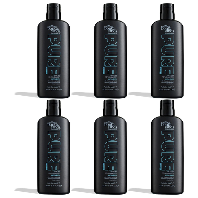 6x Bondi Sands 200ml Pure Bronze Self Tan Foaming Water Bulk Pack - Ultra Dark