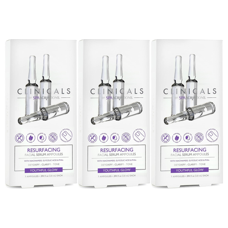 3x Spascriptions Clinicals 7-Pack Resurfacing Serum Ampoules Pack - Niacinamide & Glycolic Acid
