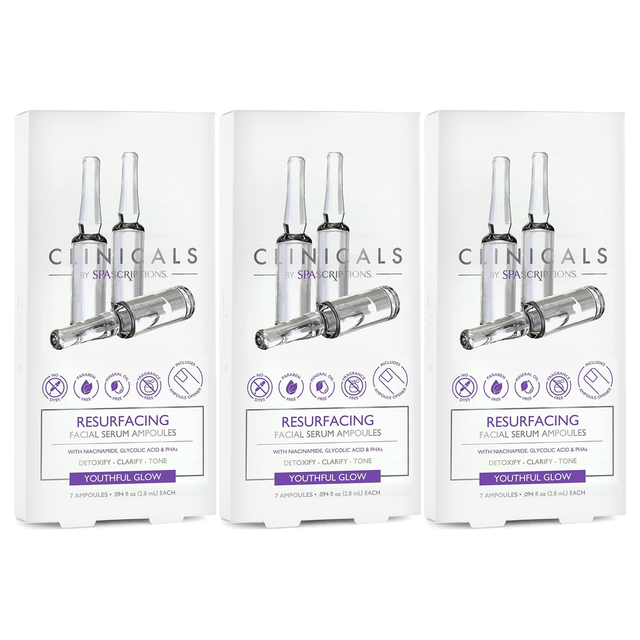 3x Spascriptions Clinicals 7-Pack Resurfacing Serum Ampoules Pack - Niacinamide & Glycolic Acid
