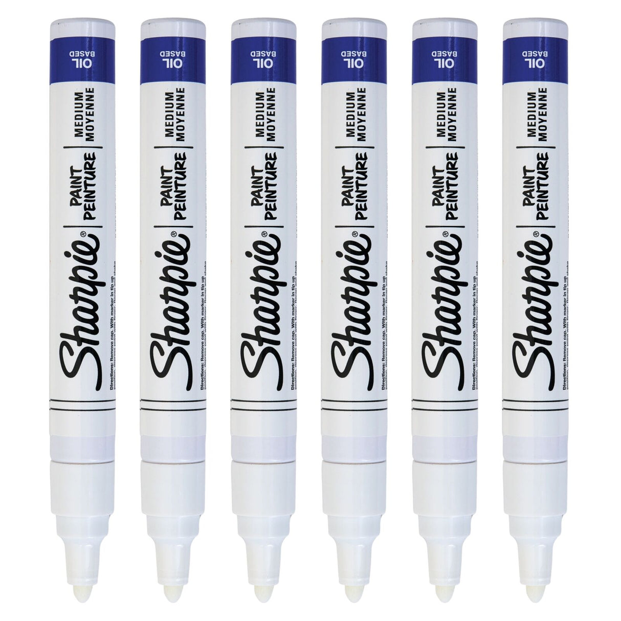 6x Sharpie Oil-Based Paint Markers in White Medium Point