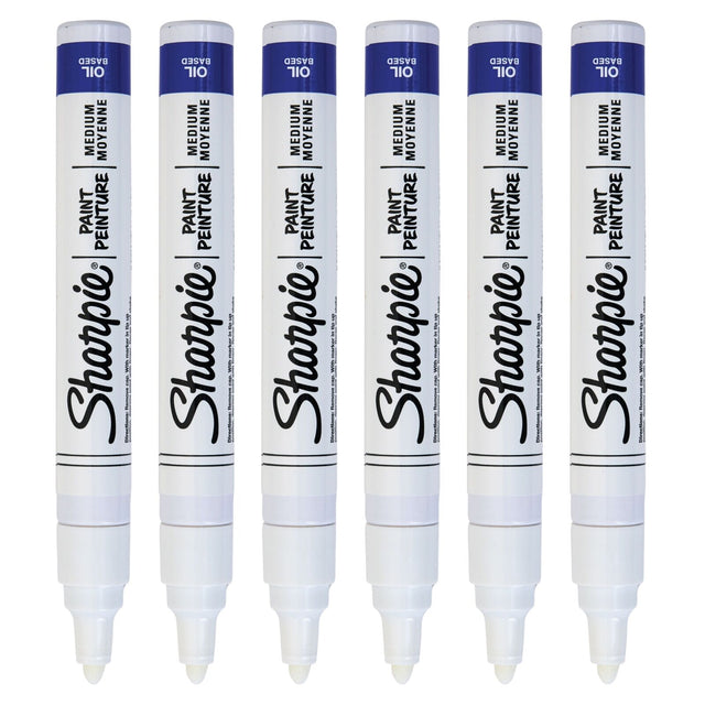 6x Sharpie Oil-Based Paint Markers in White Medium Point