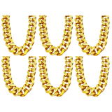 6x Gold Chunky Plastic Chain Choker Necklace Bulk Pack - Adjustable Pimp/Gangster (Costume Accessory)