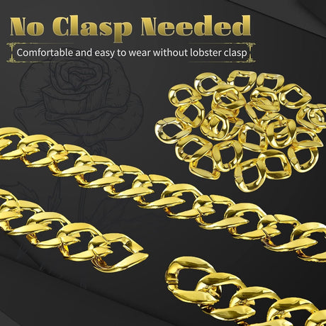 6x Gold Chunky Plastic Chain Choker Necklace Bulk Pack - Adjustable Pimp/Gangster (Costume Accessory)