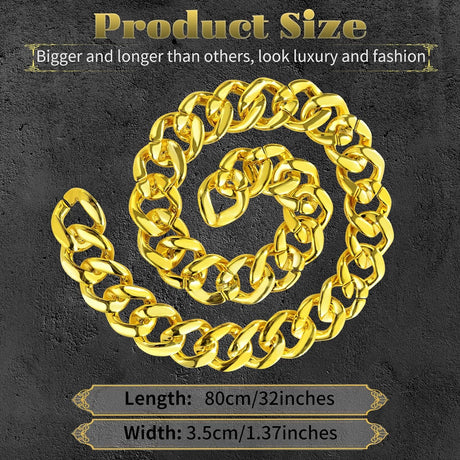 6x Gold Chunky Plastic Chain Choker Necklace Bulk Pack - Adjustable Pimp/Gangster (Costume Accessory)