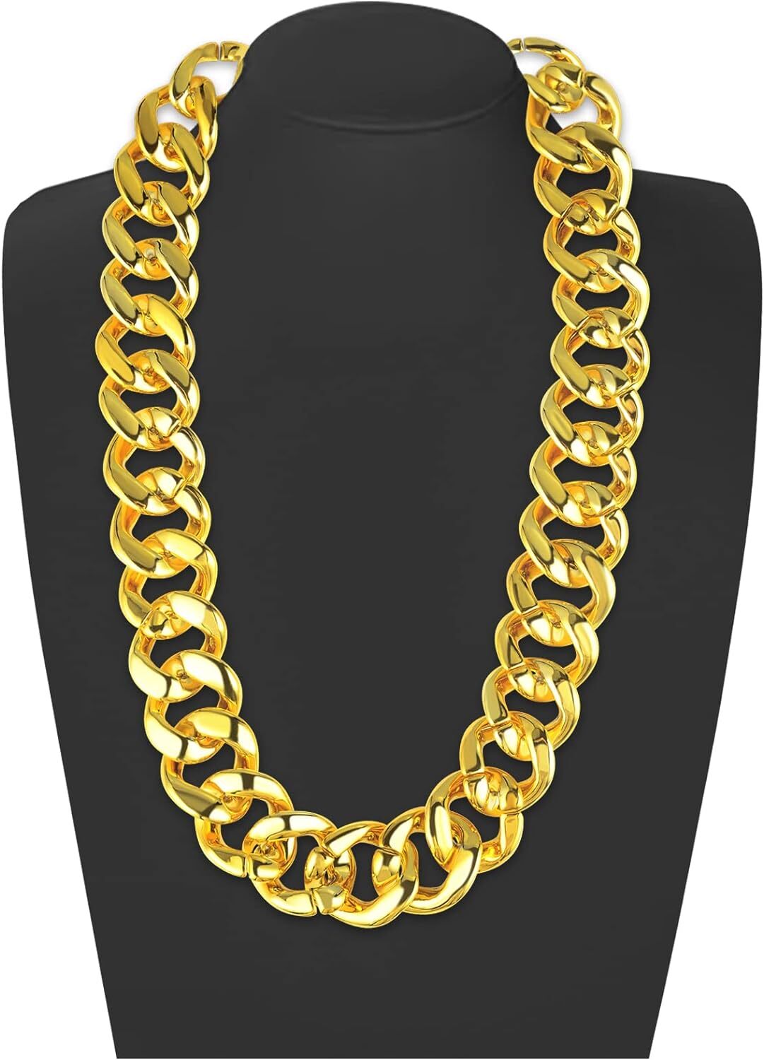 Gold Chunky Plastic Chain Choker Necklace - Adjustable Pimp/Gangster (Costume Accessory)