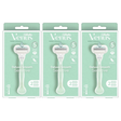 3x Gillette Venus Womens 3-Blade Razor Pack - Smooth Sensitive (Handle + 2 Cartridges)