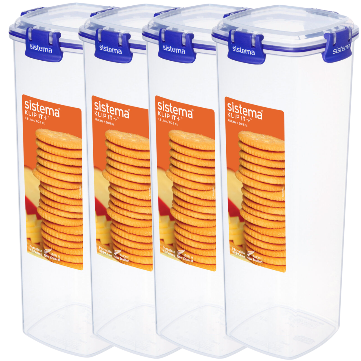 4x sistema Klip It Plus 1.8L Food Storage Container (Made in New Zealand)