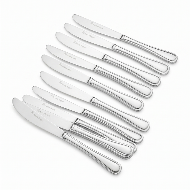 12x Stanley Rogers Clarendon Dinner Table Knife Bulk Pack (18/10 Stainless Steel) - Mirror Polished