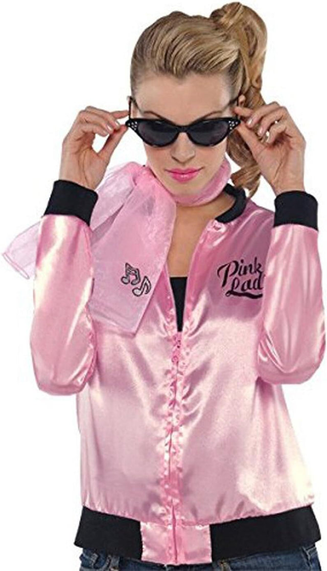 3x Grease Womens Pink Ladies Jackets - Frenchie Rizzo 50s Satin Costume - Officially Licensed
