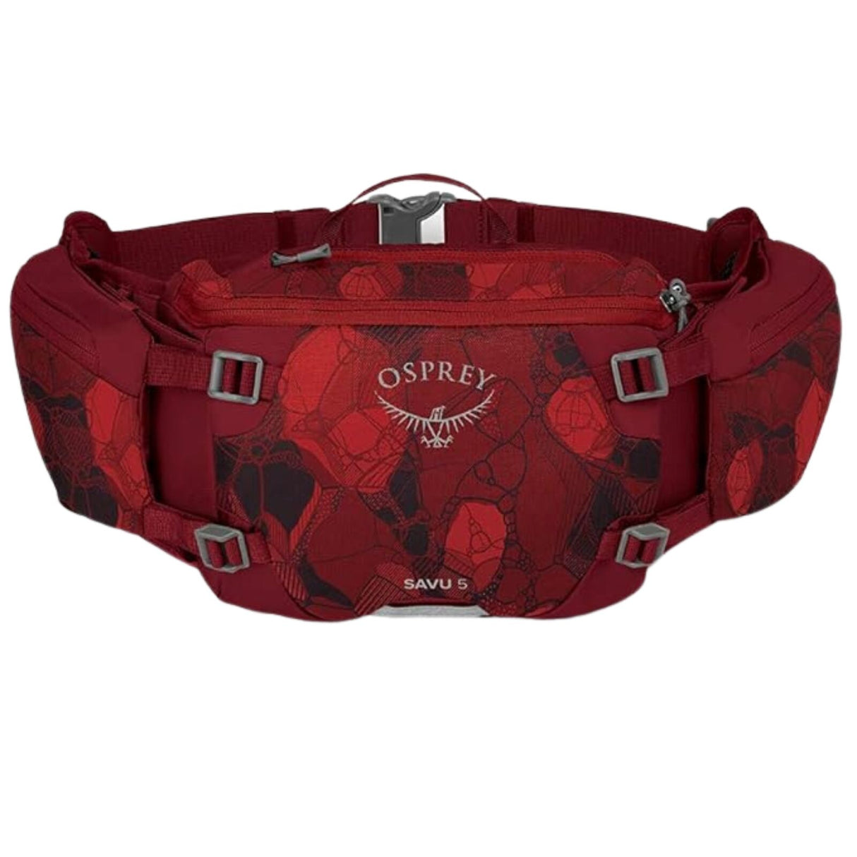 Osprey Savu 5L Lumbar Hydration Waist Pack – Claret Red – Dual Bottle Sleeves, AirScape Backpanel