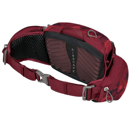 Osprey Savu 5L Lumbar Hydration Waist Pack – Claret Red – Dual Bottle Sleeves, AirScape Backpanel
