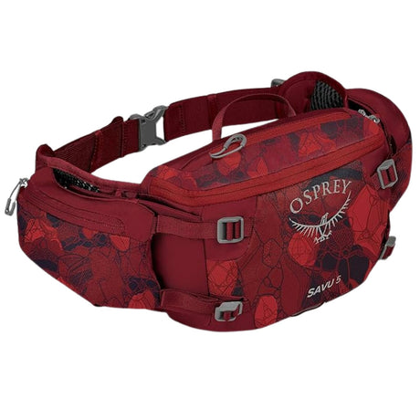 Osprey Savu 5L Lumbar Hydration Waist Pack – Claret Red – Dual Bottle Sleeves, AirScape Backpanel