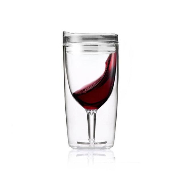Alcoholder Spill-Proof Wine Sippy Cup Double Seal - Crystal Clear (BPA Free)
