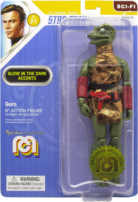 Mego Action Figure 8” Star Trek - Gorn with Glow in The Dark Eyes, Spines, and Teeth