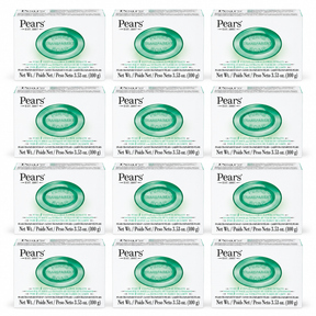 12x Pears 100g/3.53oz Pure & Gentle Transparent Bar Soap with Lemon Flower Extracts Bulk Pack for Sensitive Skin - Green