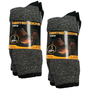 6 Pairs Mens Thermal Heated Socks Bulk (7-11 UK) - Warm Winter Work Ski Socks