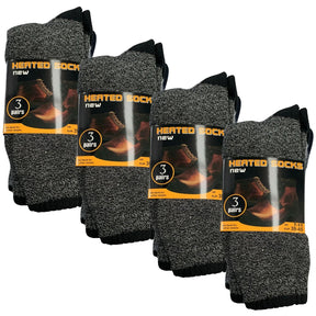 12 Pairs Mens Thermal Heated Socks Bulk (7-11 UK) - Warm Winter Work Ski Socks