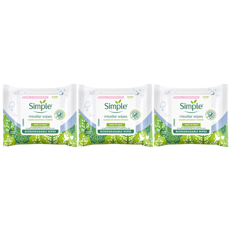 3x Simple 20 Micellar Wipes for Sensitive Skin (Bulk Pack)
