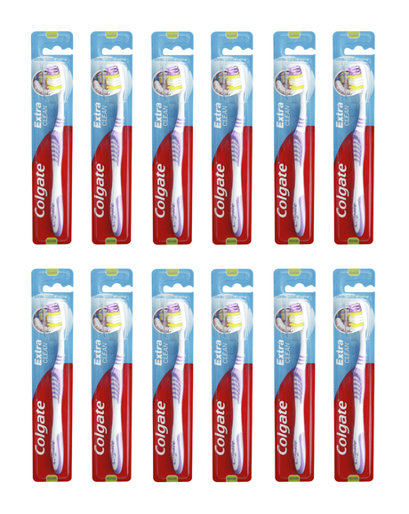 12x Colgate Extra Clean Toothbrush Medium Bulk (12 Packs of 1)