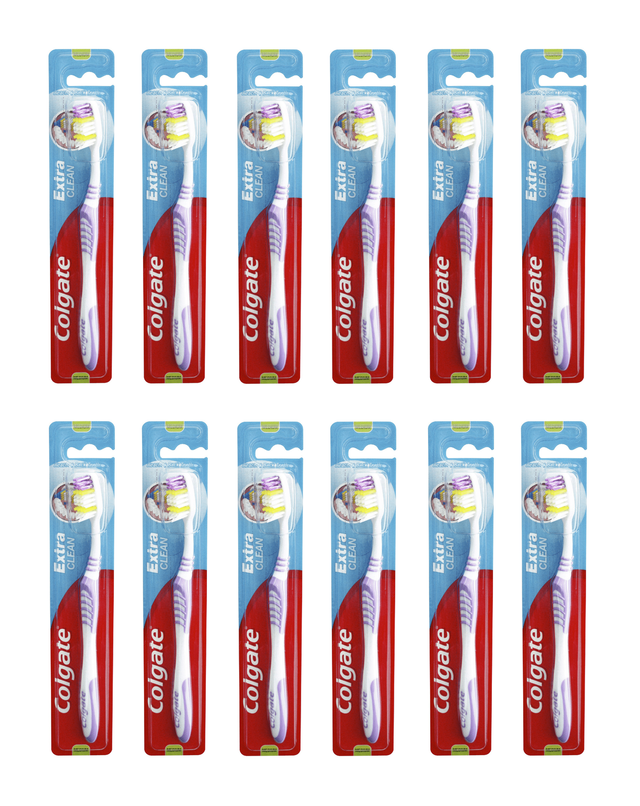 12x Colgate Extra Clean Toothbrush Medium Bulk Pack (12 Packs of 1)