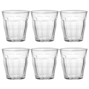 6pcs 250ml Picardie Clear Glass Tumbler Glasses Thick & Sturdy BPA Free