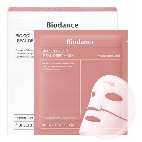4x Biodance Bio-Collagen Real Deep Hydrogel Face Mask Bulk Pack - 34g Each (Korean Skincare)