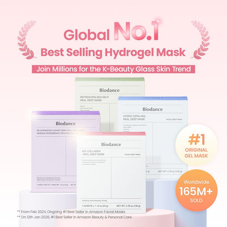 4x Biodance Bio-Collagen Real Deep Hydrogel Face Mask Bulk Pack - 34g Each (Korean Skincare)