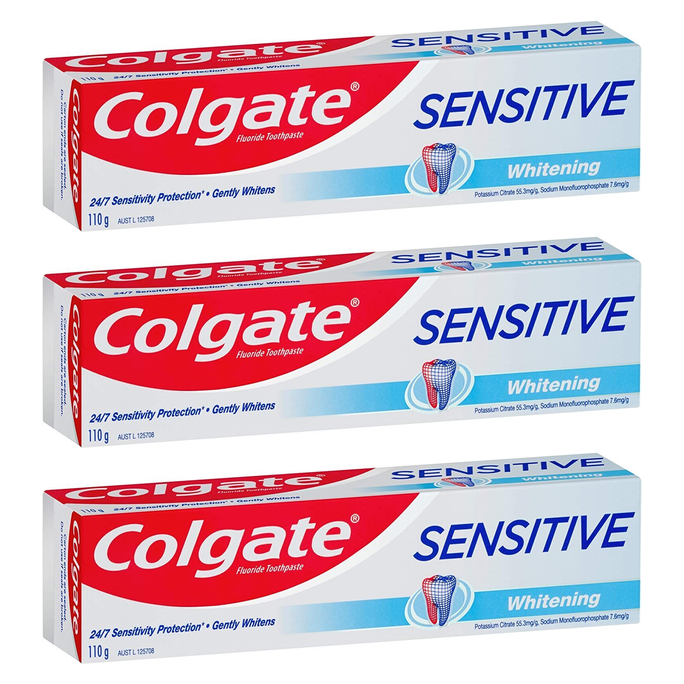 3x Colgate 110g Sensitive Whitening Toothpaste Pack - Teeth Pain Relief