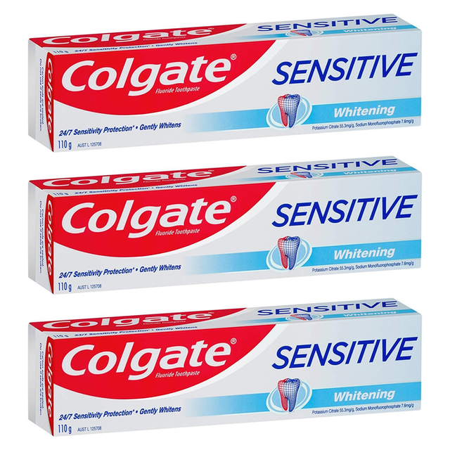 3x Colgate 110g Sensitive Whitening Toothpaste Pack - Teeth Pain Relief