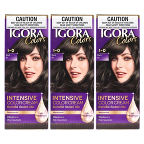 3x SCHWARZKORF Igora Intensive Colour Cream Permanent Pack - Black