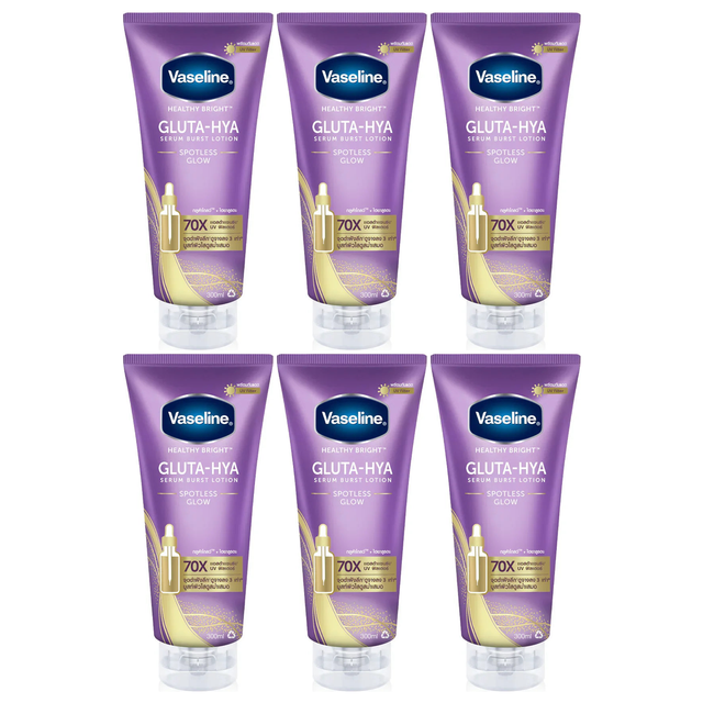 6x Vaseline 300ml Serum Burst Body Lotion Bulk Pack - Healthy Bright Gluta-Hya Spotless Glow