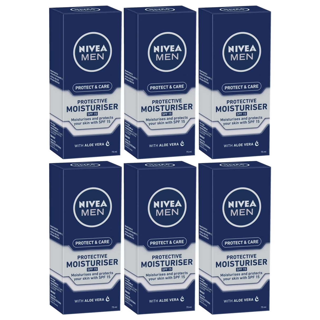 6x 75ml Nivea Mens Protect & Care Protective Moisturiser SPF15 with Aloe Vera (Bulk Pack)