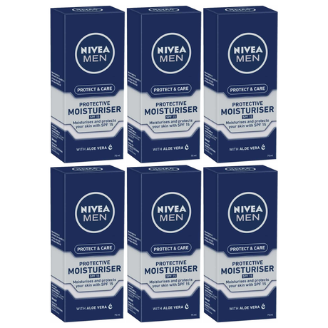 6x 75ml Nivea Mens Protect & Care Protective Moisturiser SPF15 with Aloe Vera (Bulk Pack)