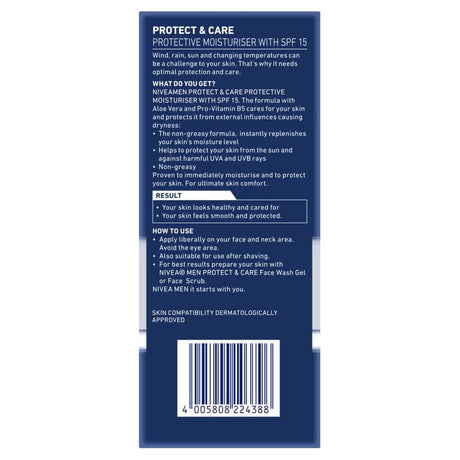 Nivea Mens 75ml Moisturiser Hydro Care SPF15 With Aloe Vera