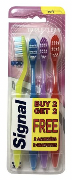 Signal Triple Easy Clean Soft Toothbrush - Pack of 4