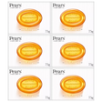 6x Pears 75g Pure & Gentle Transparent Bar Soap with Natural Oils Bulk Pack - Amber