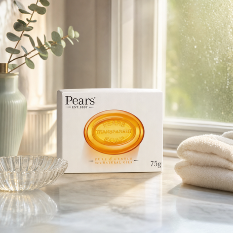 6x Pears 75g Pure & Gentle Transparent Bar Soap with Natural Oils Bulk Pack - Amber