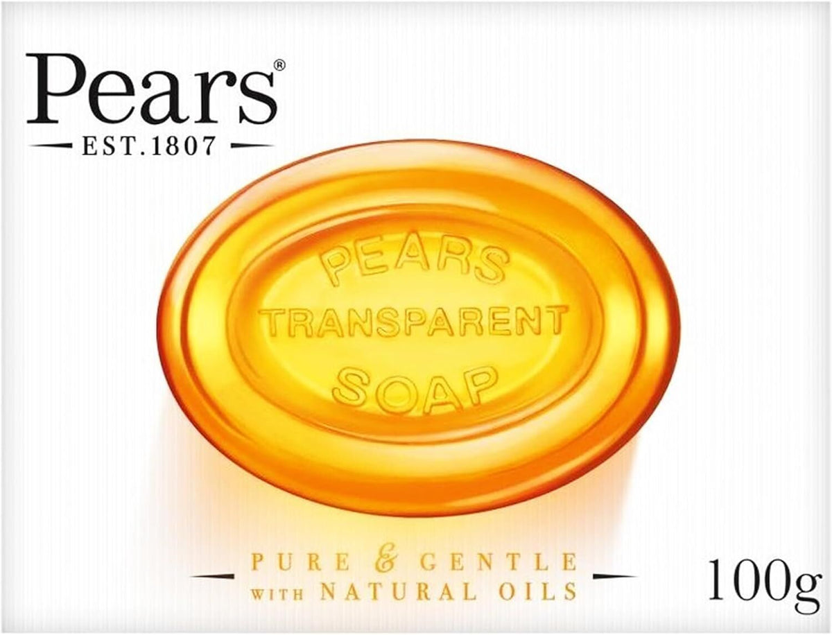 12x Pears Pure & Gentle Bar Soap 100g Glycerine Moisturising in Amber