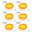 6x Pears 100g Pure & Gentle Moisturising Glycerine Bar Soap with Natural Oils Bulk Pack - Amber
