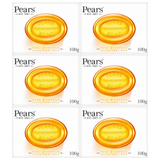 6x Pears 100g Pure & Gentle Moisturising Glycerine Bar Soap with Natural Oils Bulk Pack - Amber