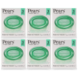 6x 3pk Pears 75g Pure & Gentle Transparent Bar Soap with Lemon Flower Extracts Bulk Pack - Green (Sensitive Skin)