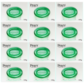 12x Pears 100g Pure & Gentle Transparent Bar Soap with Lemon Flower Extracts Bulk Pack - Green