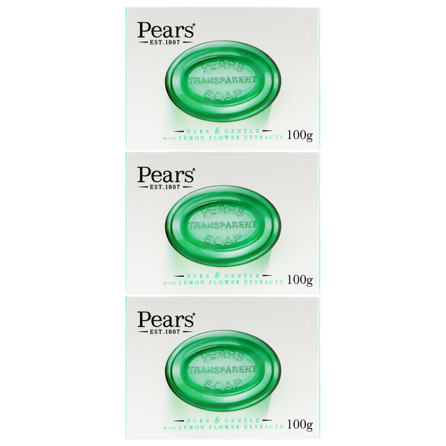 3x Pears 100g Bar Soap Pack - Pure & Gentle with Lemon Flower Extracts