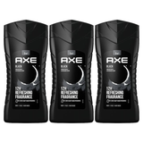 3x Axe 250ml Black 3-in-1 Body, Face & Hair Wash Pack - Green Fruit Sage